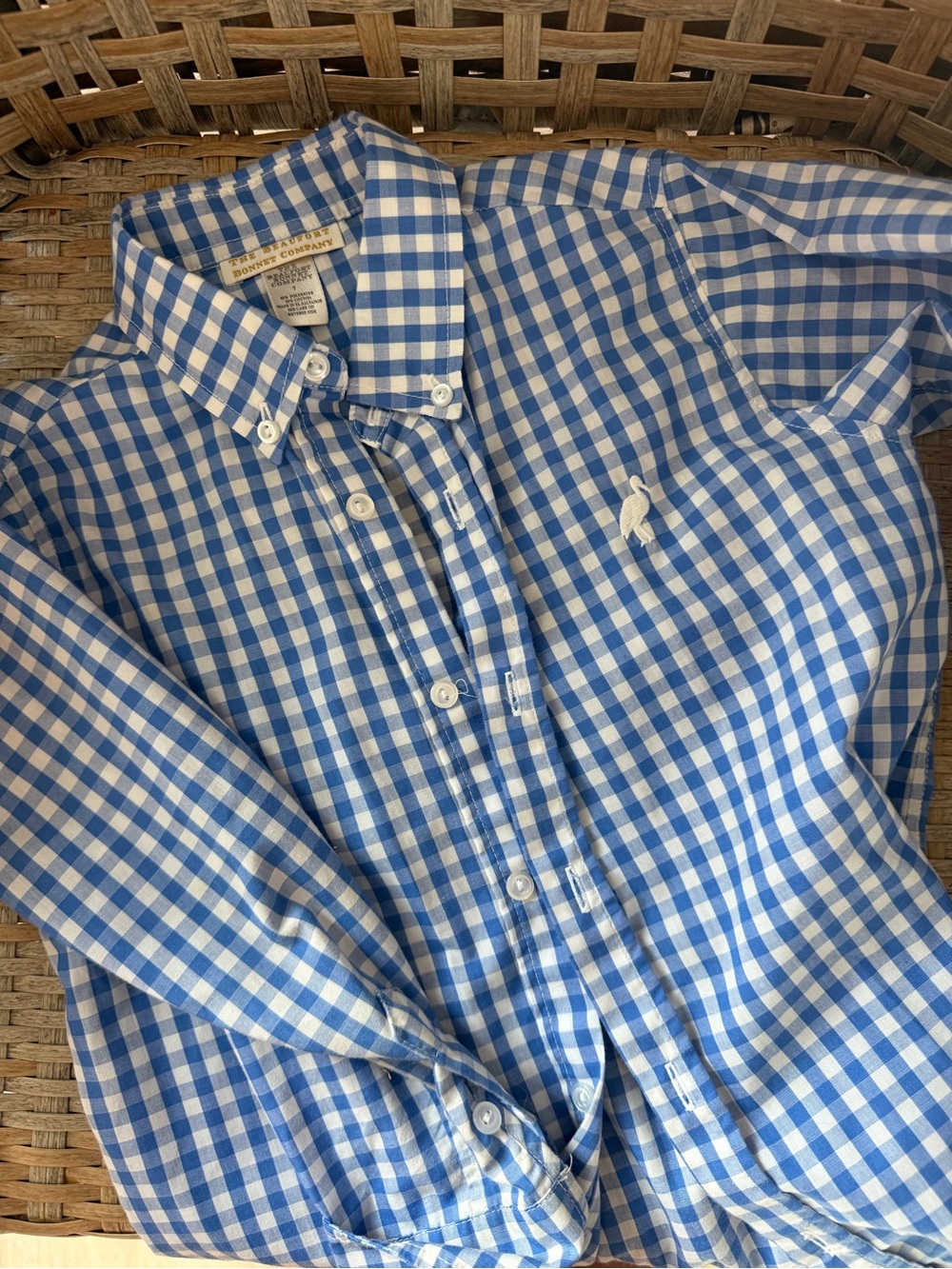 The Beaufort Bonnet Company Boys Blue and White Gingham Button-Down Shirt